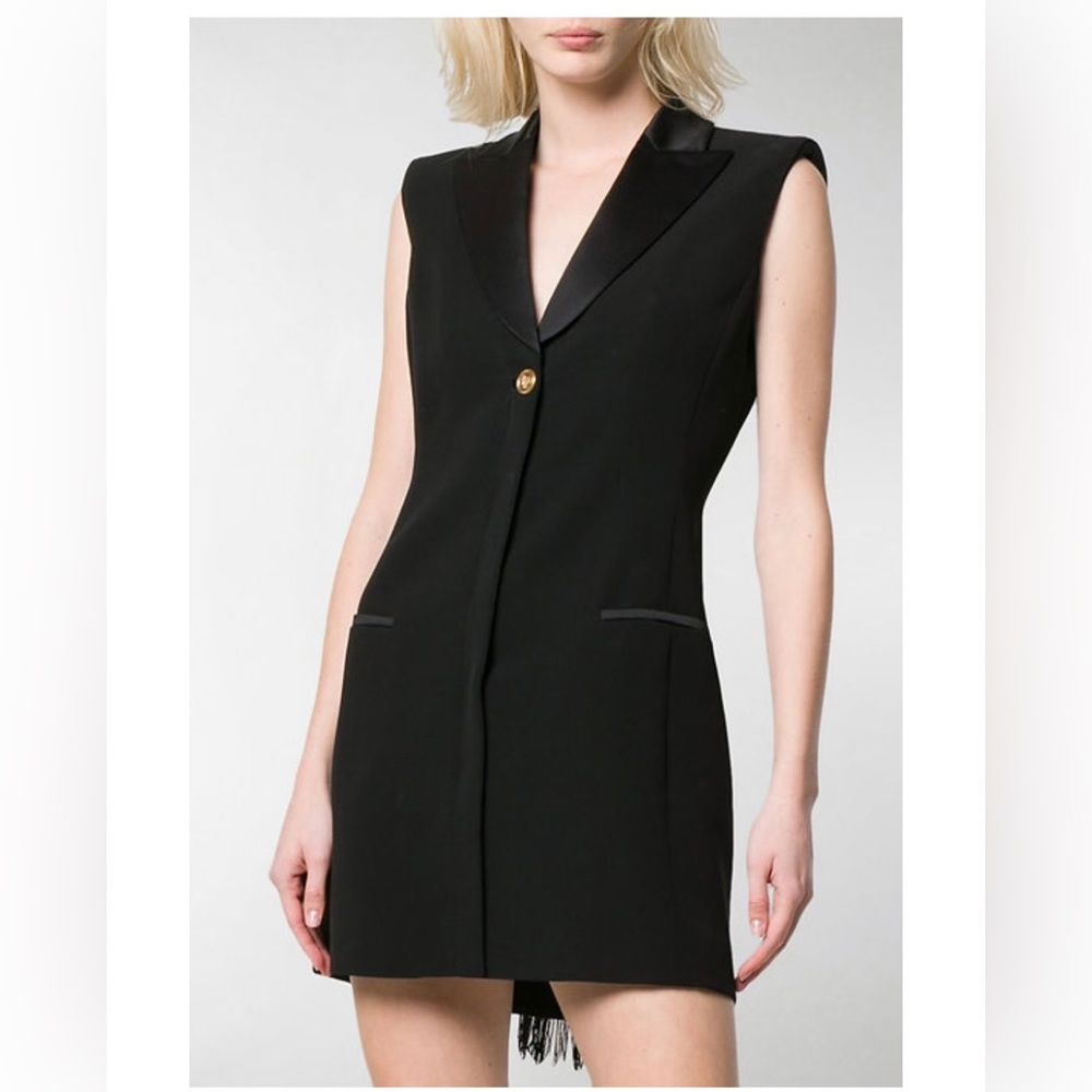 VERSACE Beaded Fringe Tuxedo Dress